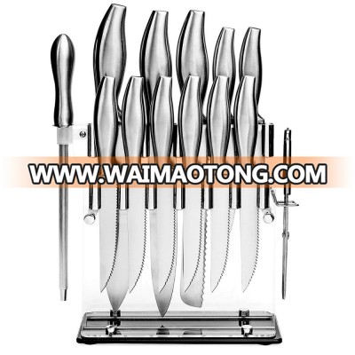 Super Sharp 14 Piece Premium Kitchen Stainless Steel Knife Block Set with Tapered Handles