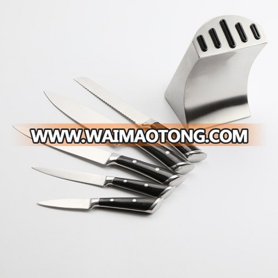 Set 5 Pcs Kitchen Stainless Steel Knife Set With Block & Stainlees Steel Handle & ABS