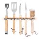 Hot sale best quality barbecue tool set 5pcs grilling tool set  outdoor bbq tool set with wooden handle