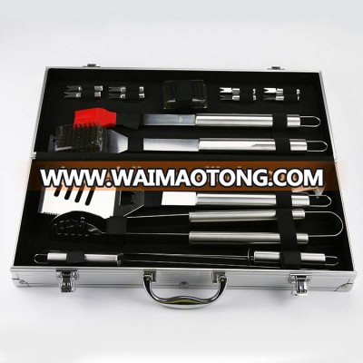 15pcs Stainless Steel BBQ grill tool bakeware set with aluminum case