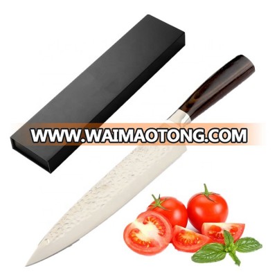 8 inch carbon steel Chef knife Quality Embossing Kitchen Knife with pakka wood handle